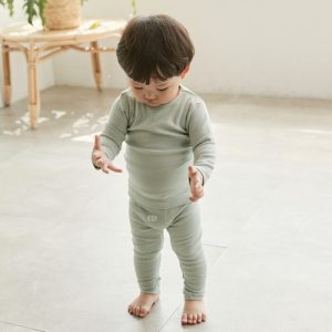 Bộ quần áo thun cạp cao chống hở bụng Rototo bebe - bạc hà