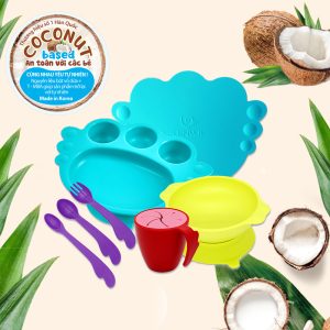 Set khay thiên thần 10 chi tiết UINLUI làm từ Dừa- Xanh dương